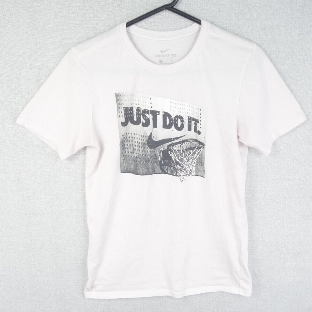 Nike Tee T-Shirt Womens Small White Short Sleeve Crew Neck Logo Dri Fit Athletic